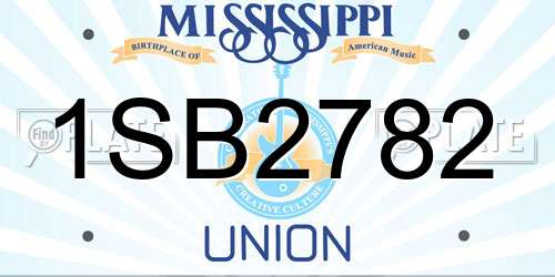 1SB2782 Mississippi License Plate