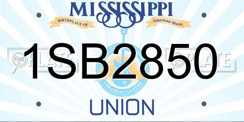 1SB2850 Mississippi License Plate