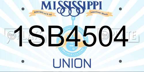 1SB4504 Mississippi License Plate