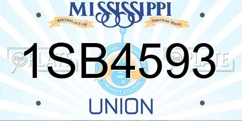 1SB4593 Mississippi License Plate