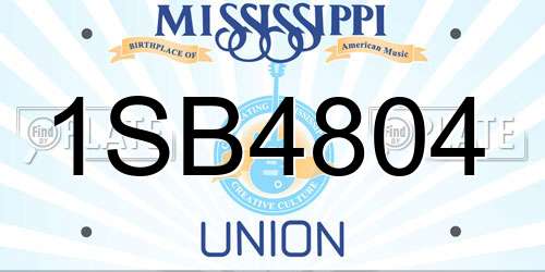1SB4804 Mississippi License Plate
