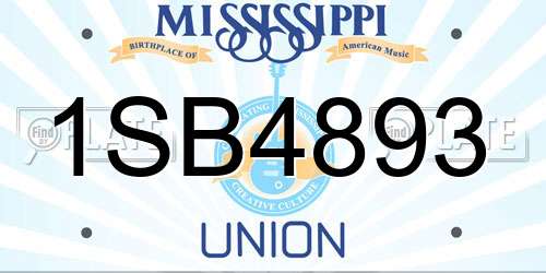 1SB4893 Mississippi License Plate