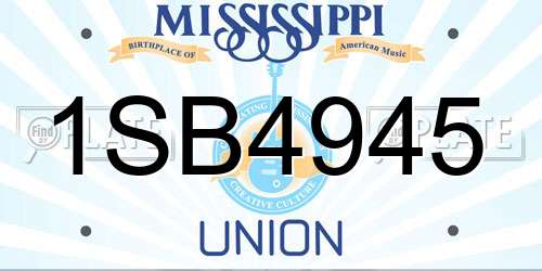 1SB4945 Mississippi License Plate