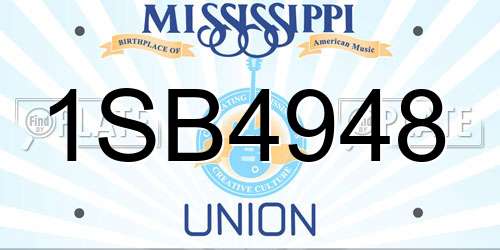 1SB4948 Mississippi License Plate