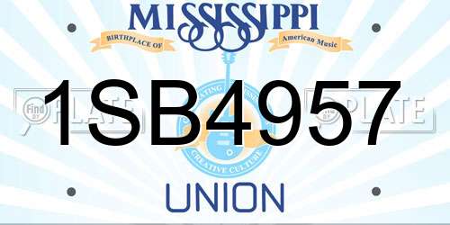 1SB4957 Mississippi License Plate