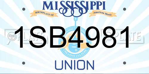 1SB4981 Mississippi License Plate