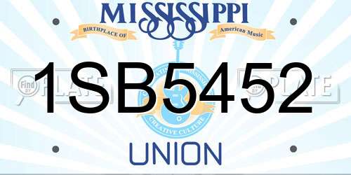1SB5452 Mississippi License Plate
