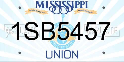 1SB5457 Mississippi License Plate