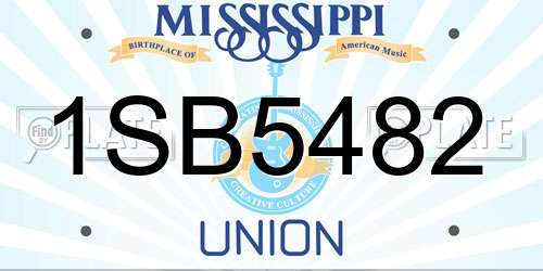 1SB5482 Mississippi License Plate
