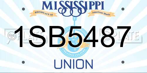 1SB5487 Mississippi License Plate