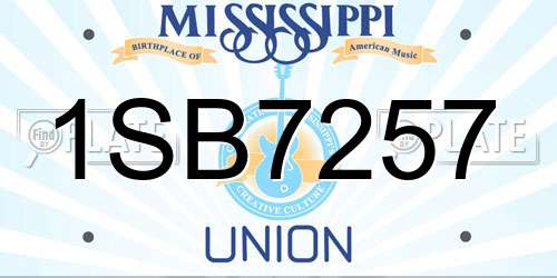 1SB7257 Mississippi License Plate