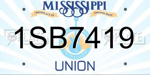 1SB7419 Mississippi License Plate