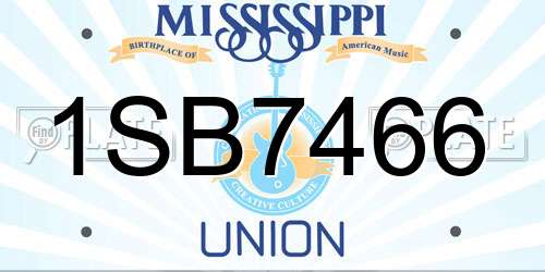 1SB7466 Mississippi License Plate