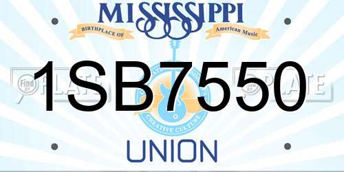 1SB7550 Mississippi License Plate