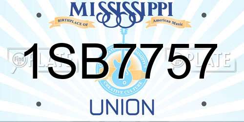 1SB7757 Mississippi License Plate