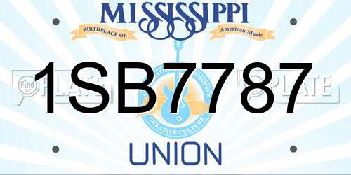 1SB7787 Mississippi License Plate
