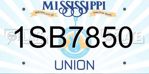 1SB7850 Mississippi License Plate