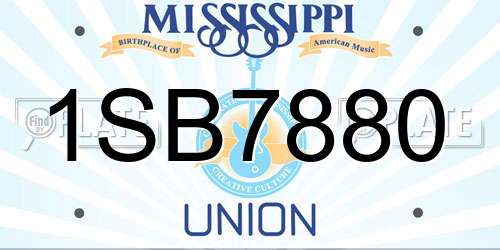 1SB7880 Mississippi License Plate