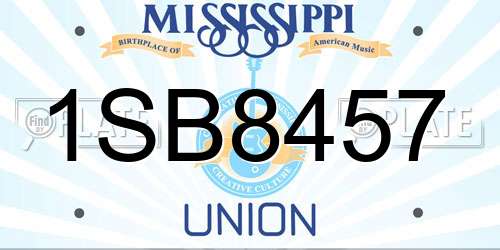 1SB8457 Mississippi License Plate