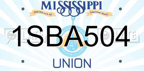 1SBA504 Mississippi License Plate