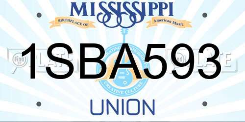 1SBA593 Mississippi License Plate
