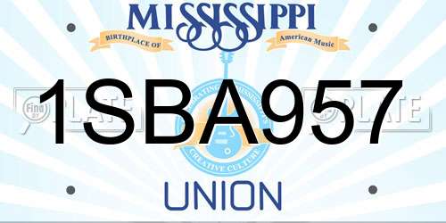 1SBA957 Mississippi License Plate