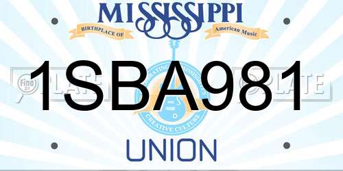 1SBA981 Mississippi License Plate