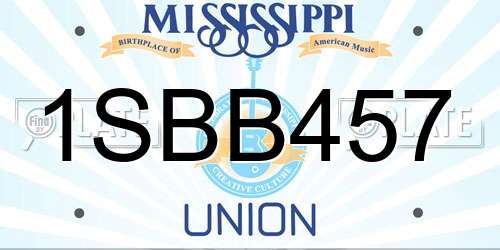 1SBB457 Mississippi License Plate