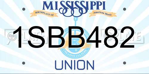 1SBB482 Mississippi License Plate