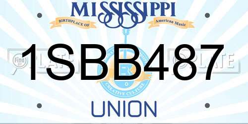 1SBB487 Mississippi License Plate