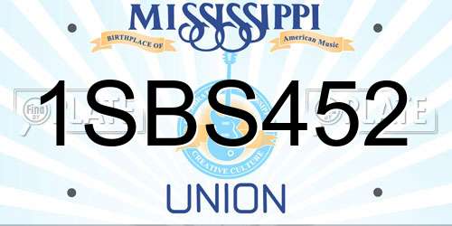 1SBS452 Mississippi License Plate