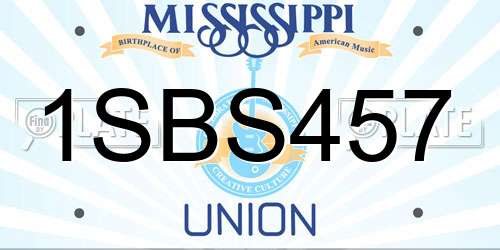 1SBS457 Mississippi License Plate