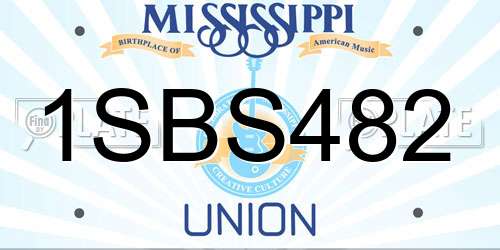 1SBS482 Mississippi License Plate