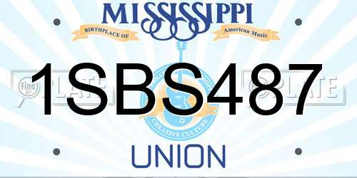 1SBS487 Mississippi License Plate