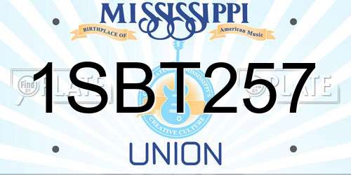 1SBT257 Mississippi License Plate