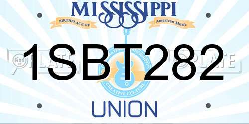 1SBT282 Mississippi License Plate