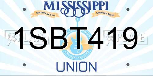 1SBT419 Mississippi License Plate