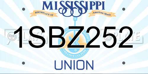 1SBZ252 Mississippi License Plate