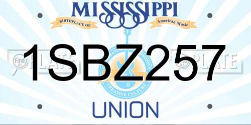 1SBZ257 Mississippi License Plate