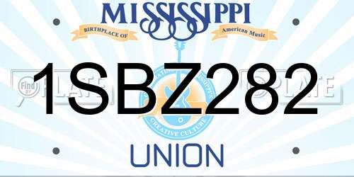 1SBZ282 Mississippi License Plate
