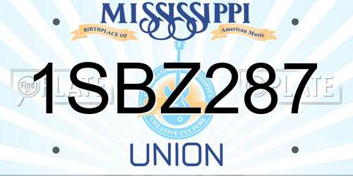 1SBZ287 Mississippi License Plate