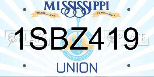 1SBZ419 Mississippi License Plate