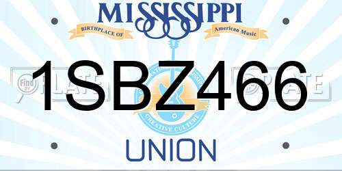 1SBZ466 Mississippi License Plate