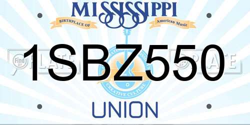 1SBZ550 Mississippi License Plate