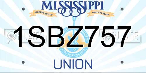1SBZ757 Mississippi License Plate
