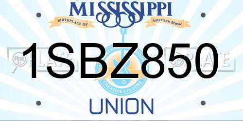 1SBZ850 Mississippi License Plate