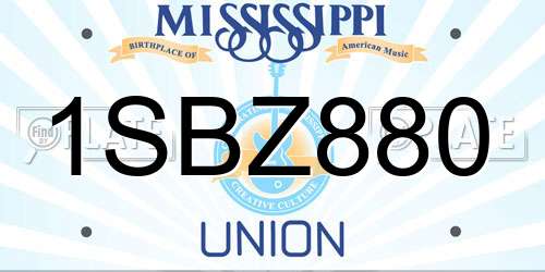 1SBZ880 Mississippi License Plate