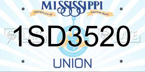 1SD3520 Mississippi License Plate