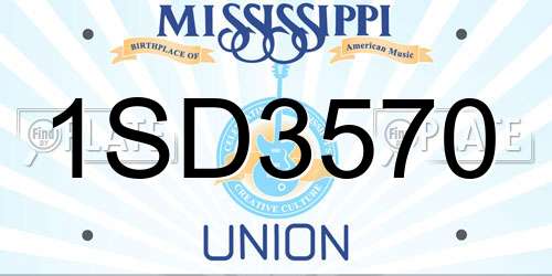 1SD3570 Mississippi License Plate