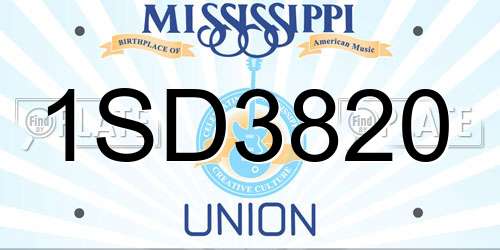1SD3820 Mississippi License Plate